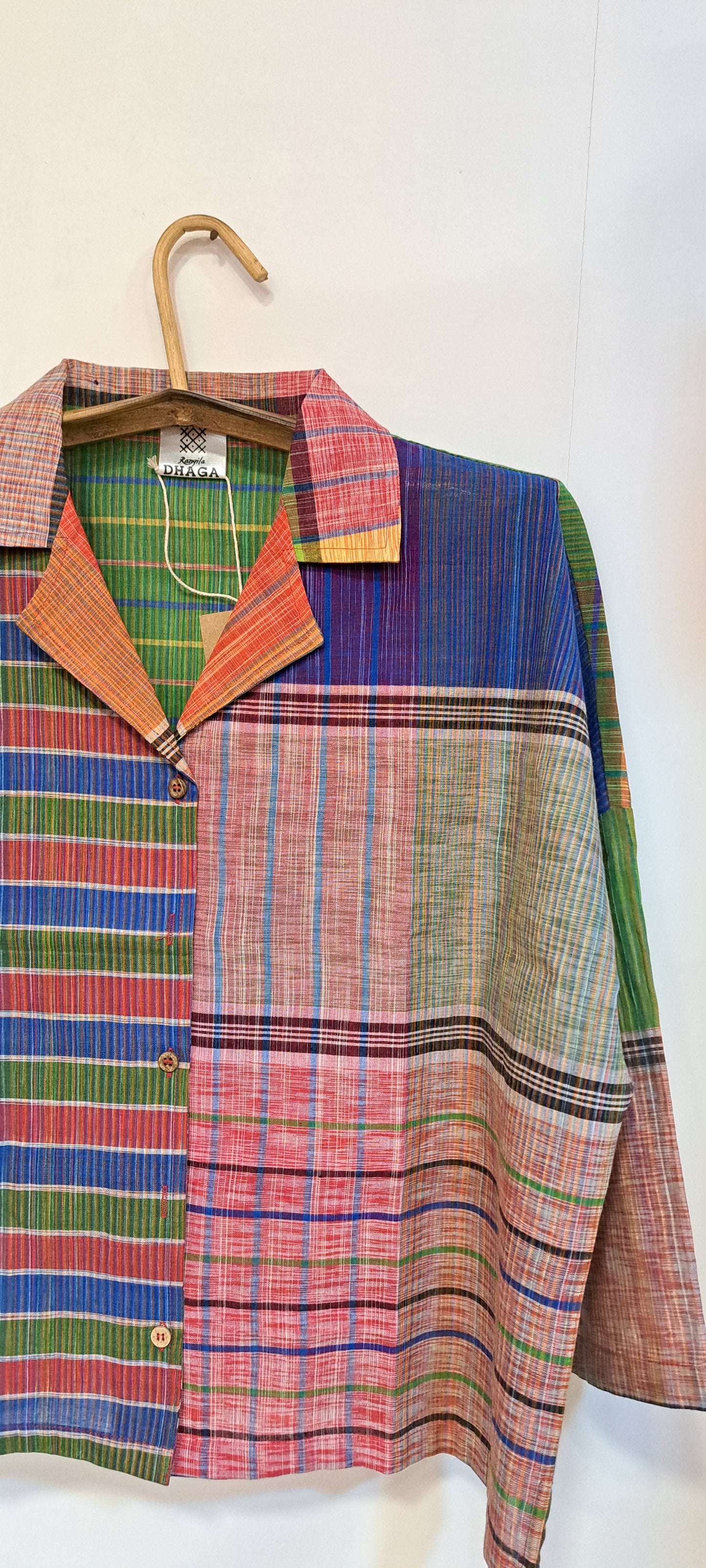 Oversized Top Cum Jaket For women Front Open  Gamcha Fashion Handloom Cotton Multi Color(TOP105