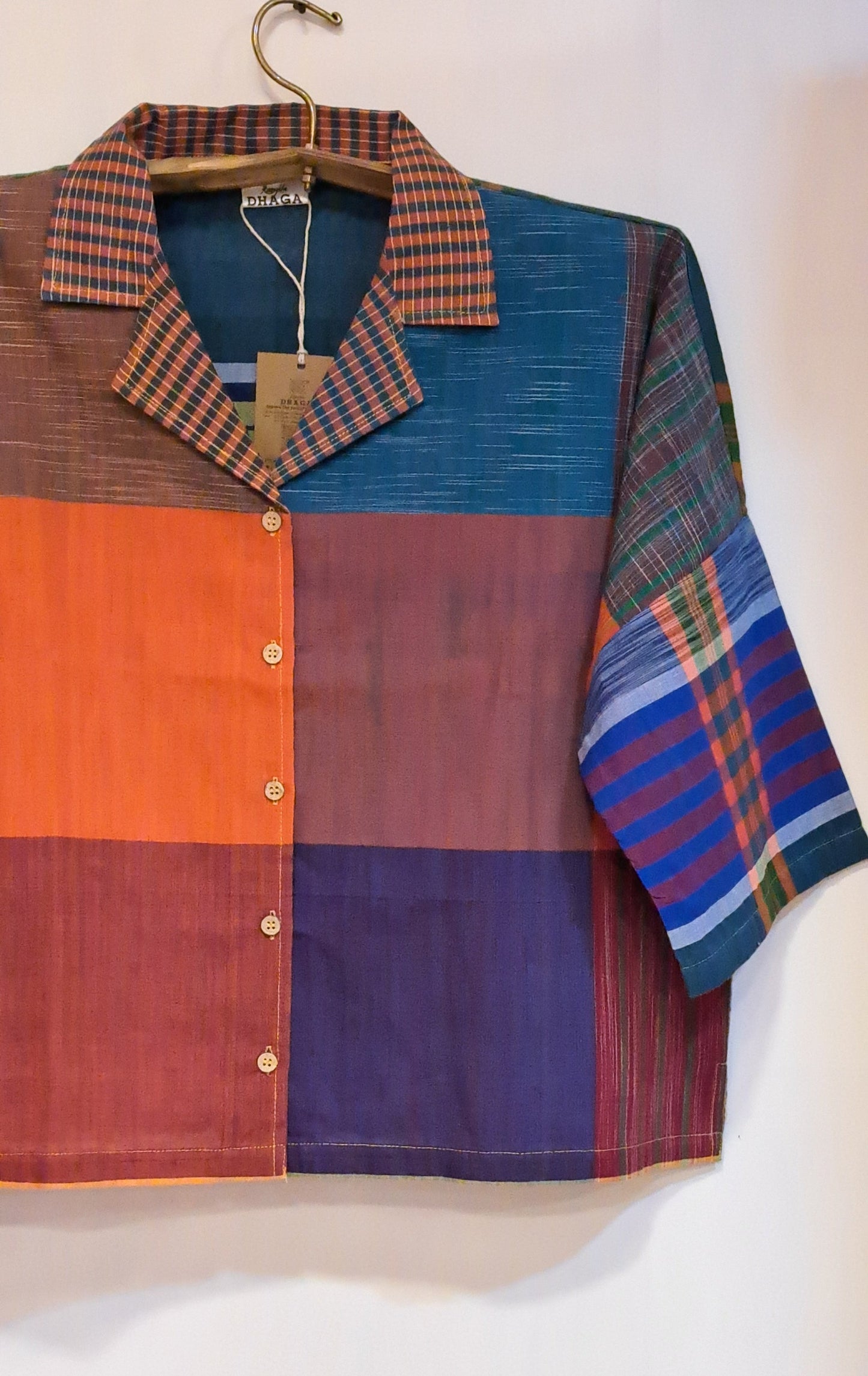 Oversized Top Cum Jaket For women Front Open  Gamcha Fashion Handloom Cotton Multi Color(TOP104)