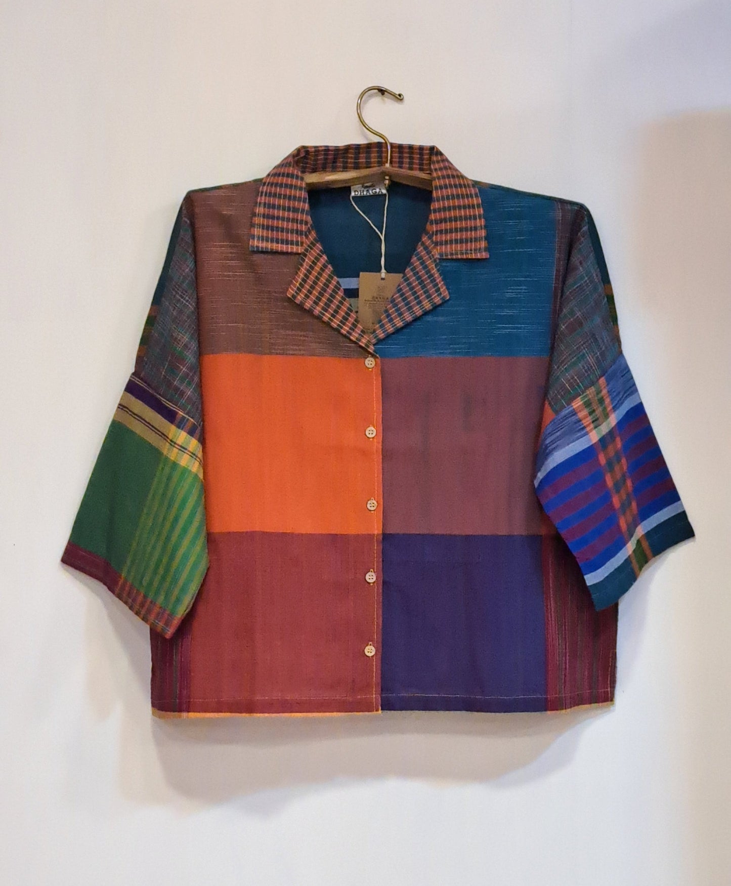 Oversized Top Cum Jaket For women Front Open  Gamcha Fashion Handloom Cotton Multi Color(TOP104)