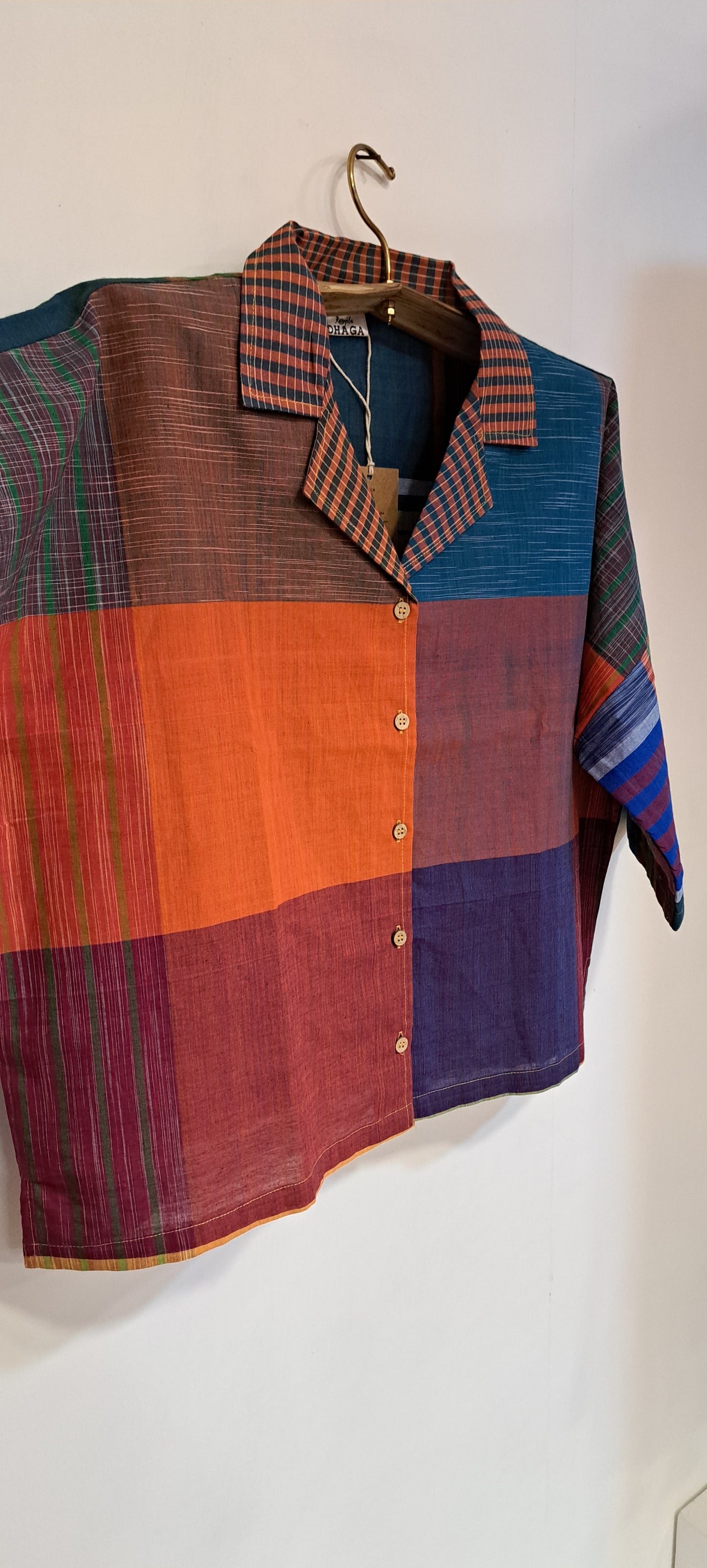 Oversized Top Cum Jaket For women Front Open  Gamcha Fashion Handloom Cotton Multi Color(TOP104)