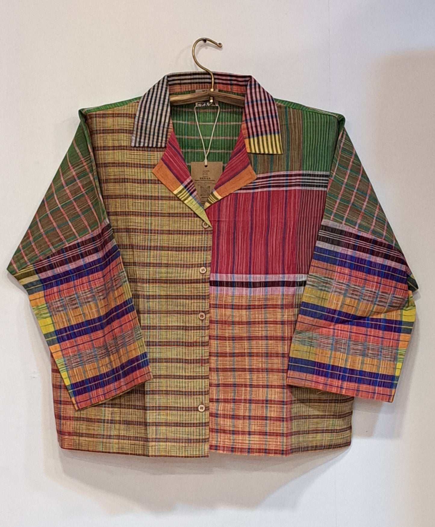 Oversized Top Cum Jaket For women Front Open  Gamcha Fashion Handloom Cotton Multi Color(TOP106)