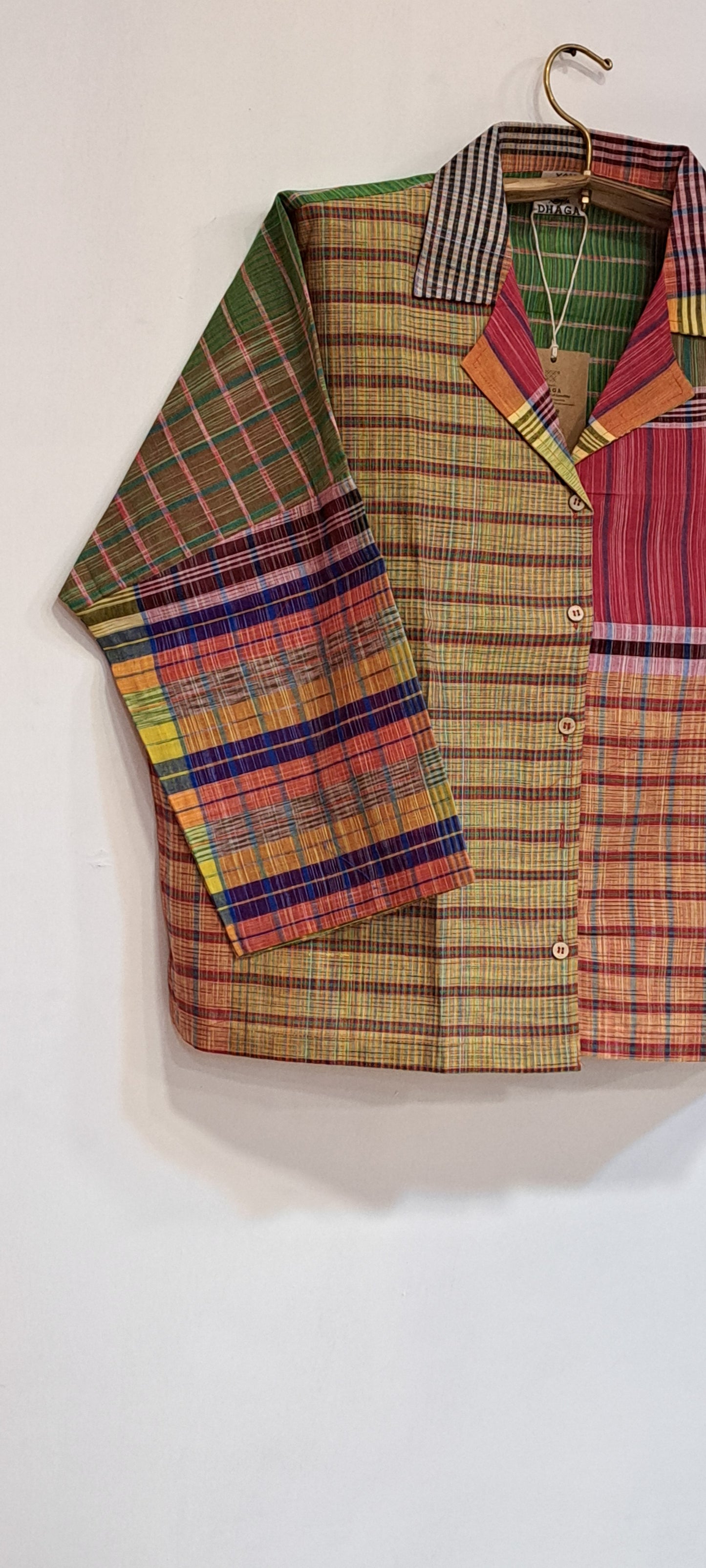 Oversized Top Cum Jaket For women Front Open  Gamcha Fashion Handloom Cotton Multi Color(TOP106)