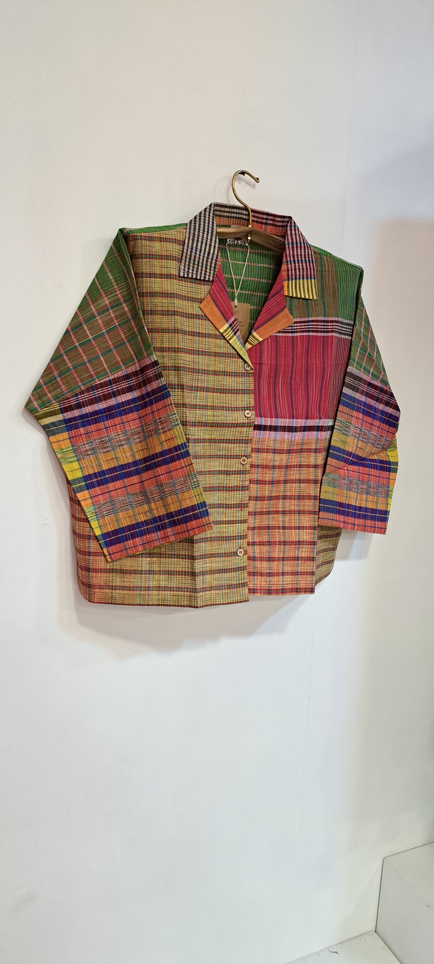 Oversized Top Cum Jaket For women Front Open  Gamcha Fashion Handloom Cotton Multi Color(TOP106)