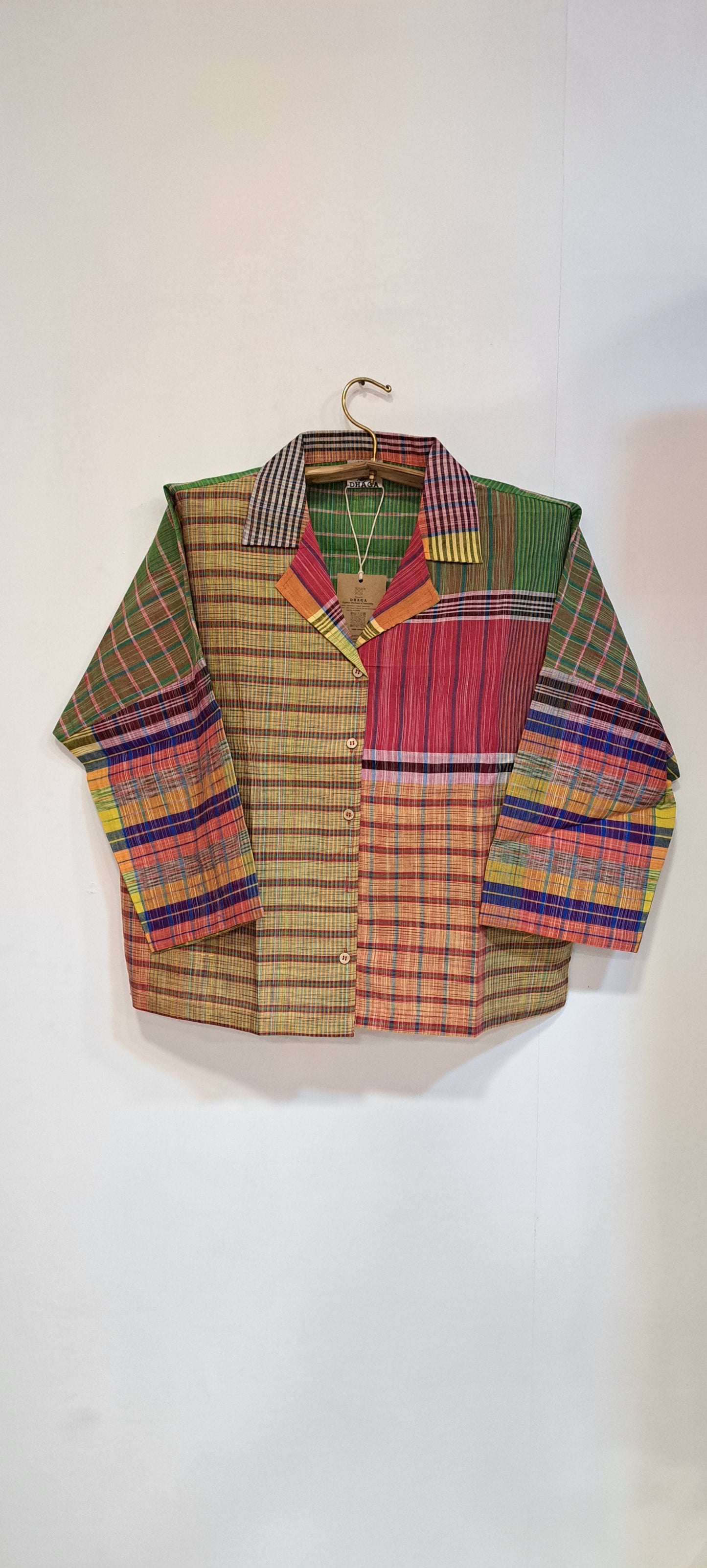 Oversized Top Cum Jaket For women Front Open  Gamcha Fashion Handloom Cotton Multi Color(TOP106)