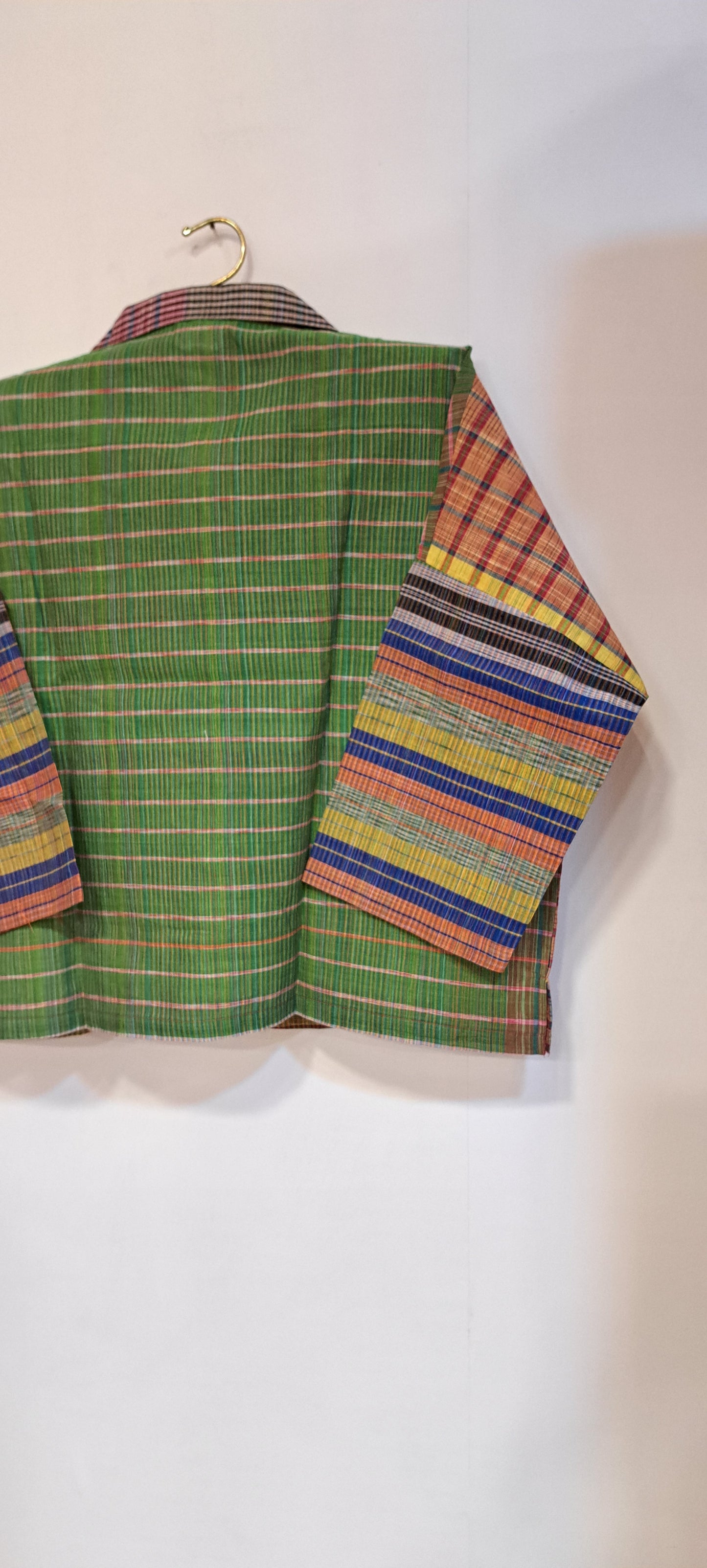 Oversized Top Cum Jaket For women Front Open  Gamcha Fashion Handloom Cotton Multi Color(TOP106)