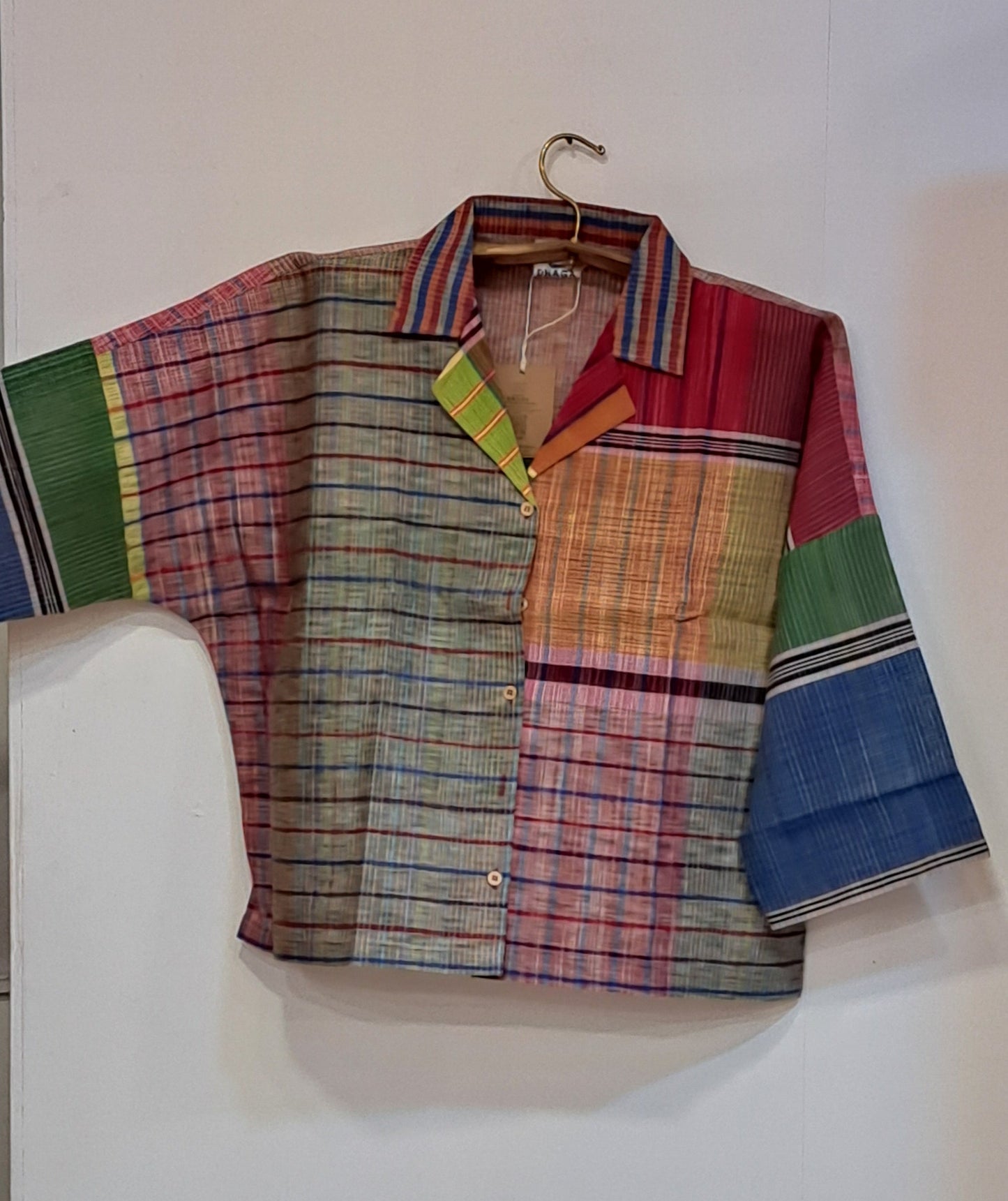 Oversized Top Cum Jaket For women Front Open  Gamcha Fashion Handloom Cotton Multi Color(TOP101)