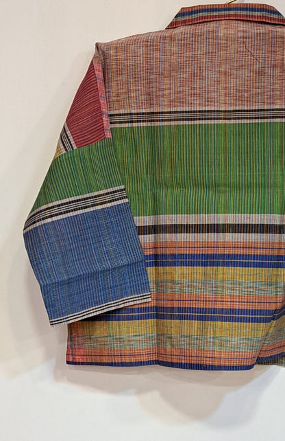 Oversized Top Cum Jaket For women Front Open  Gamcha Fashion Handloom Cotton Multi Color(TOP101)