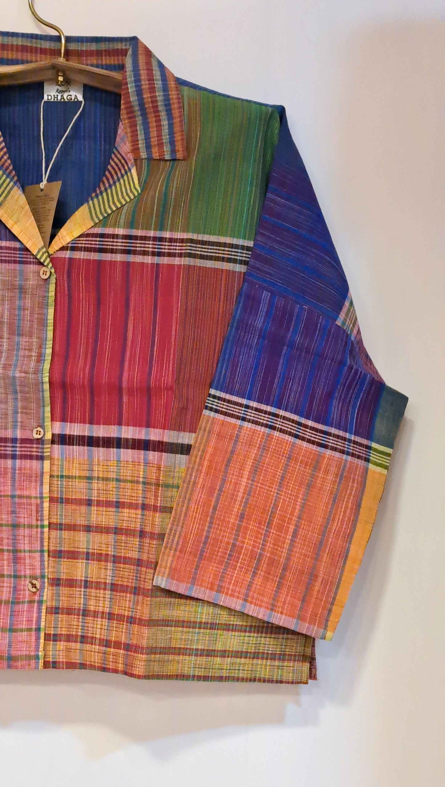 Oversized Top Cum Jaket For women Front Open  Gamcha Fashion Handloom Cotton Multi Color(TOP102)