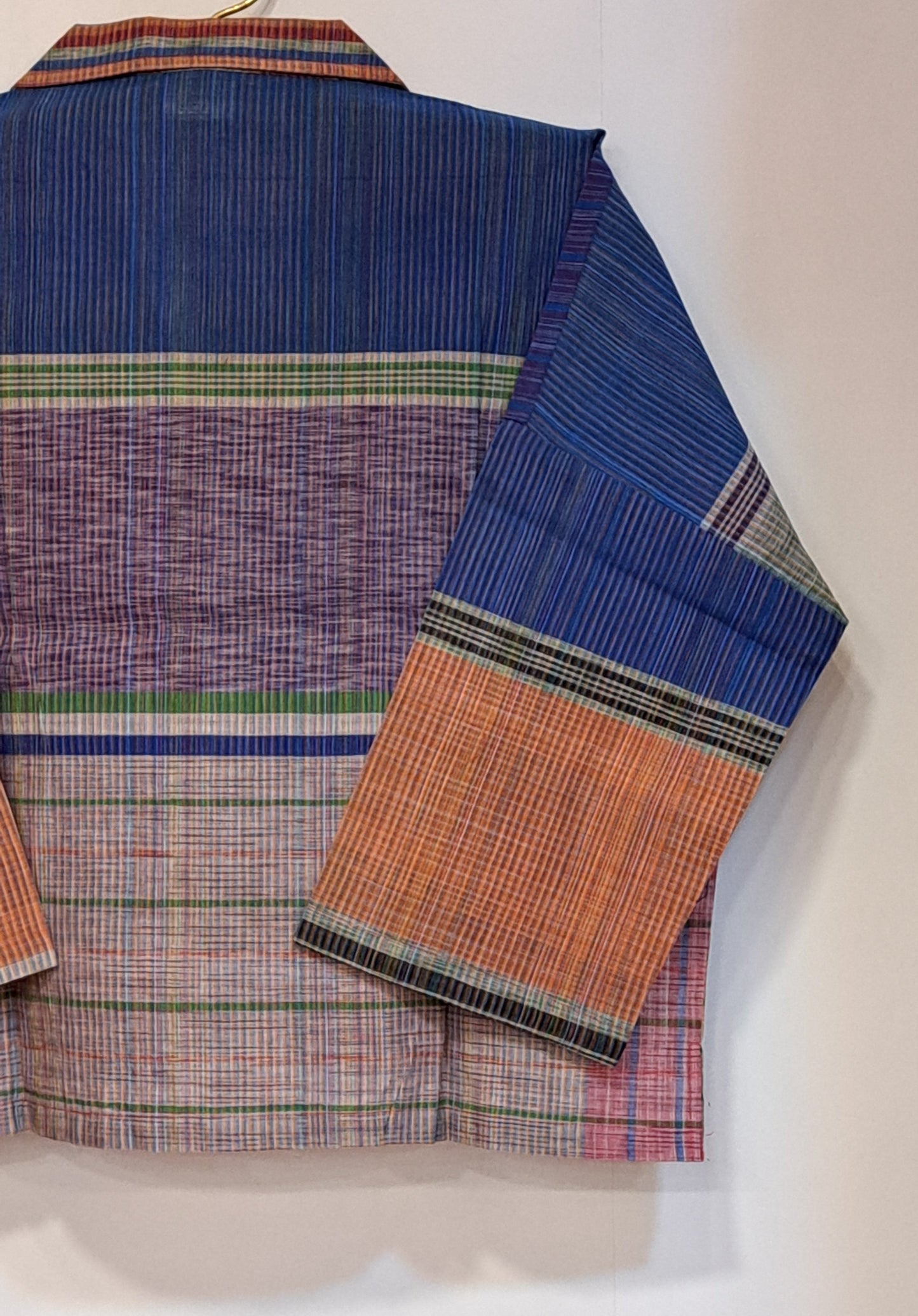 Oversized Top Cum Jaket For women Front Open  Gamcha Fashion Handloom Cotton Multi Color(TOP102)