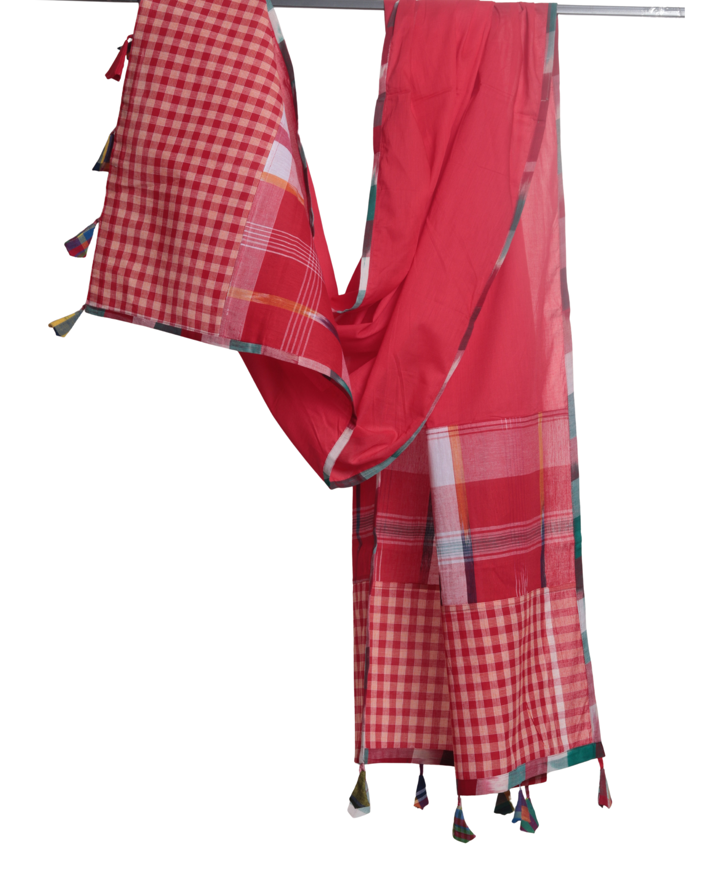 Rangila Dhaga Classic Red Gamcha Dupatta – Checkered Cotton (2.5m)- GD008