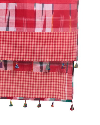 Rangila Dhaga Classic Red Gamcha Dupatta – Checkered Cotton (2.5m)- GD008
