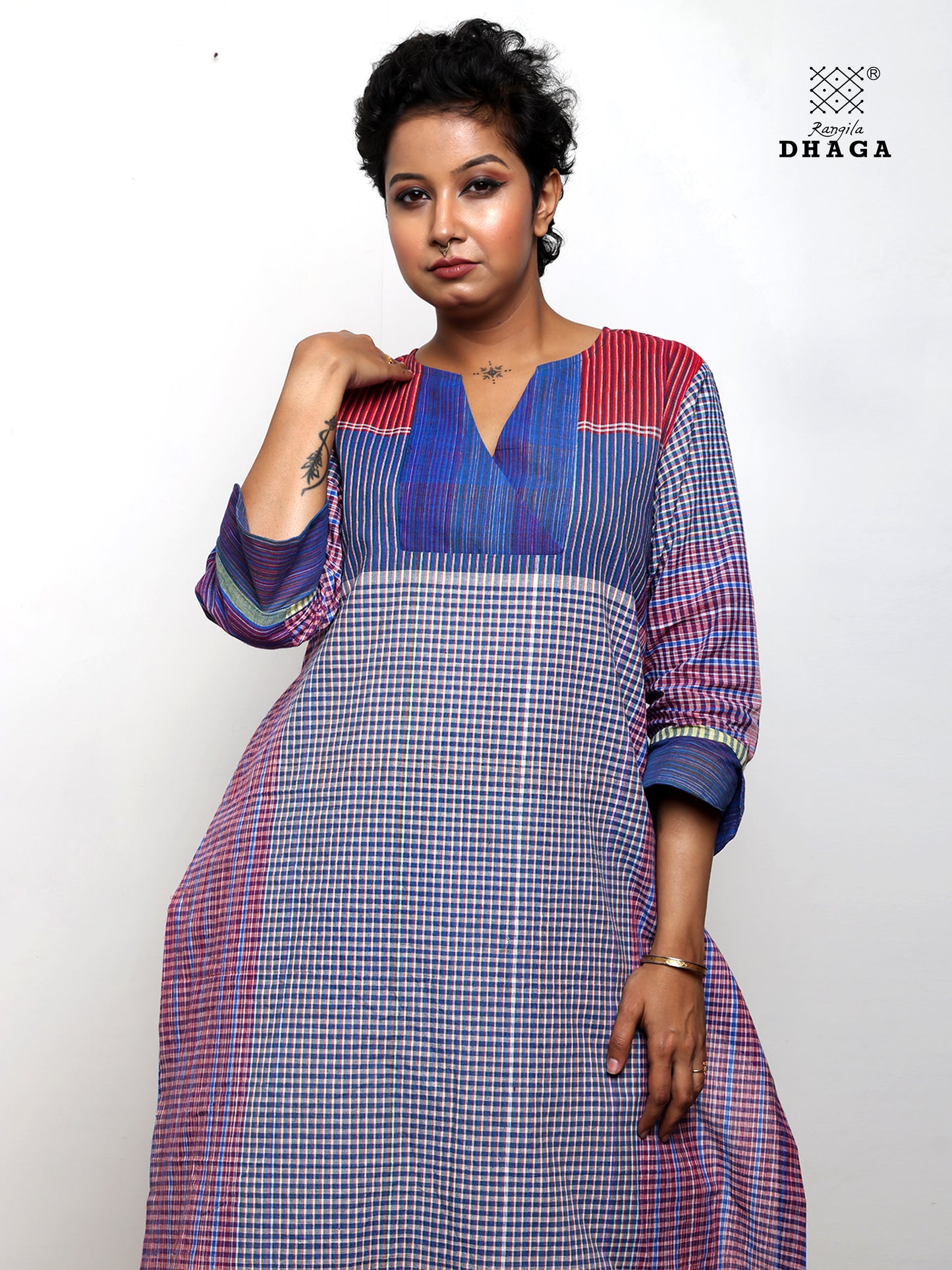 Handloom Cotton Gamcha Kurti with Pant Set- HWK001