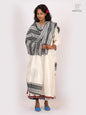 Handembroidered Kantha Stitch Handloom Gamcha Pakhi Dupatta  with Tassels | Artisan Dupatta(2.5m)- GD027