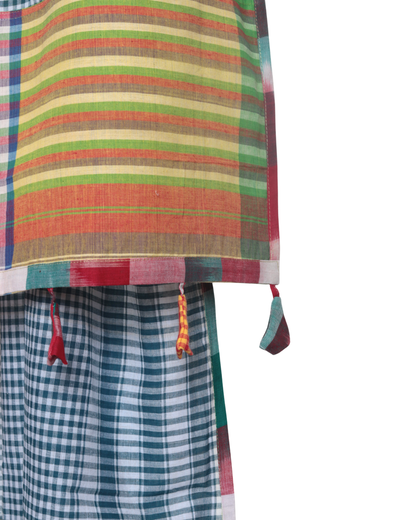 Rangila Dhaga Yellow & Green Multi-Pattern Gamcha Dupatta with Tassels (2.5m)- GD011
