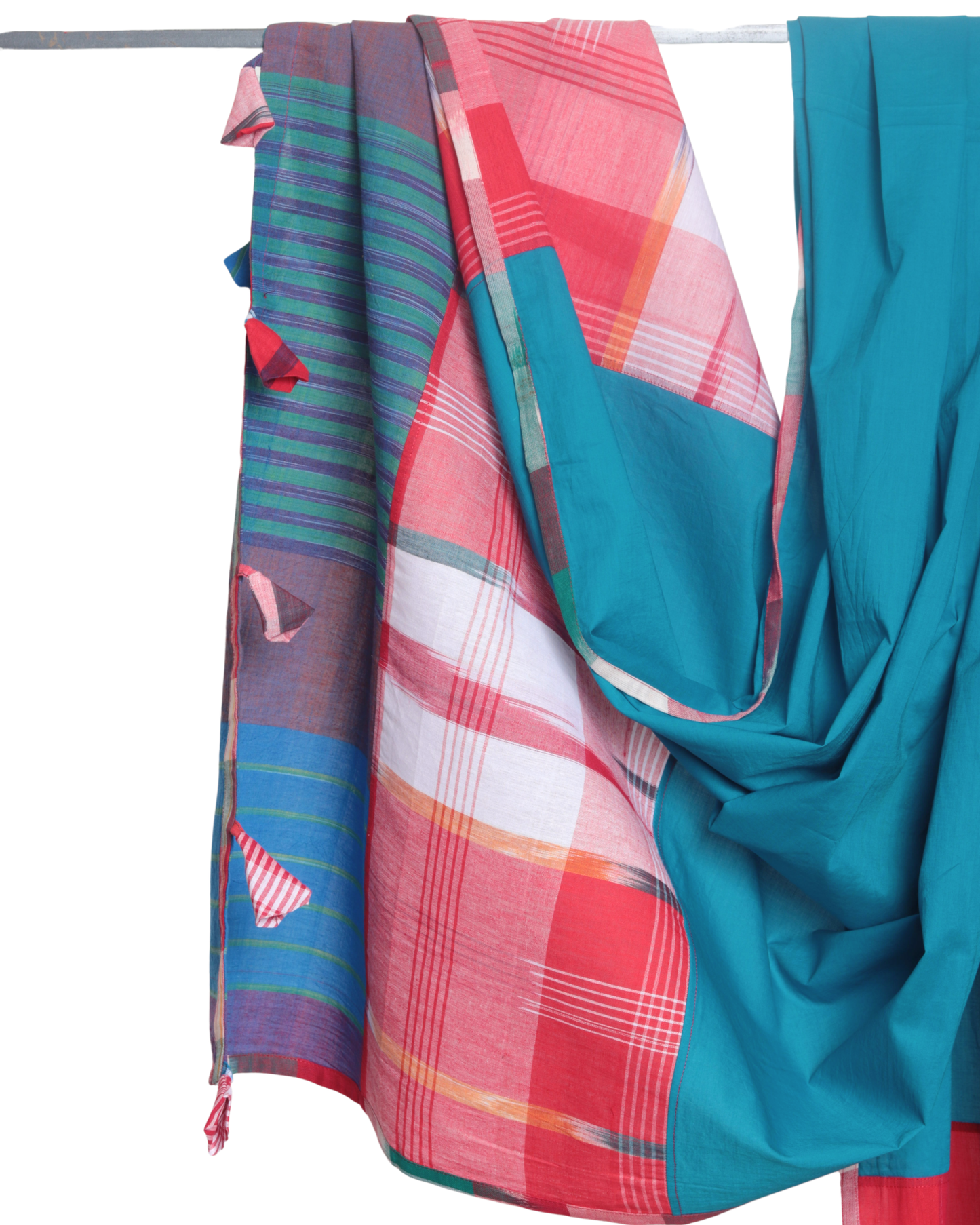 Rangila Dhaga Teal Blue Gamcha Dupatta with Contrast Borders & Tassels (2.5m)- GD012