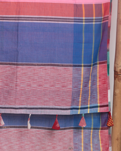 Rangila Dhaga Pastel Pink Gamcha Dupatta with Contrast Border & Tassels (2.5m)- GD009