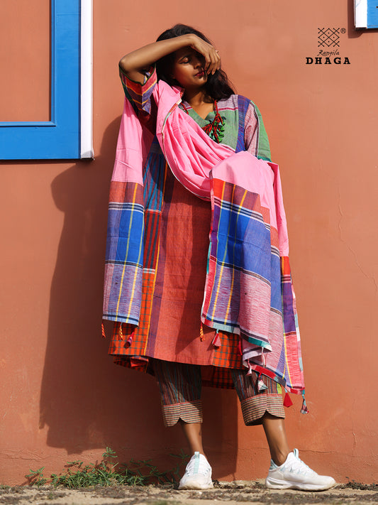Handloom Multicolor Gamcha Patchwork Dupatta GD018