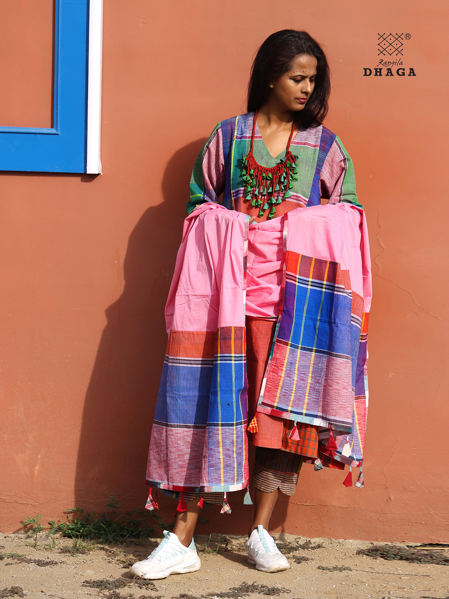 Handloom Multicolor Gamcha Patchwork Dupatta GD018
