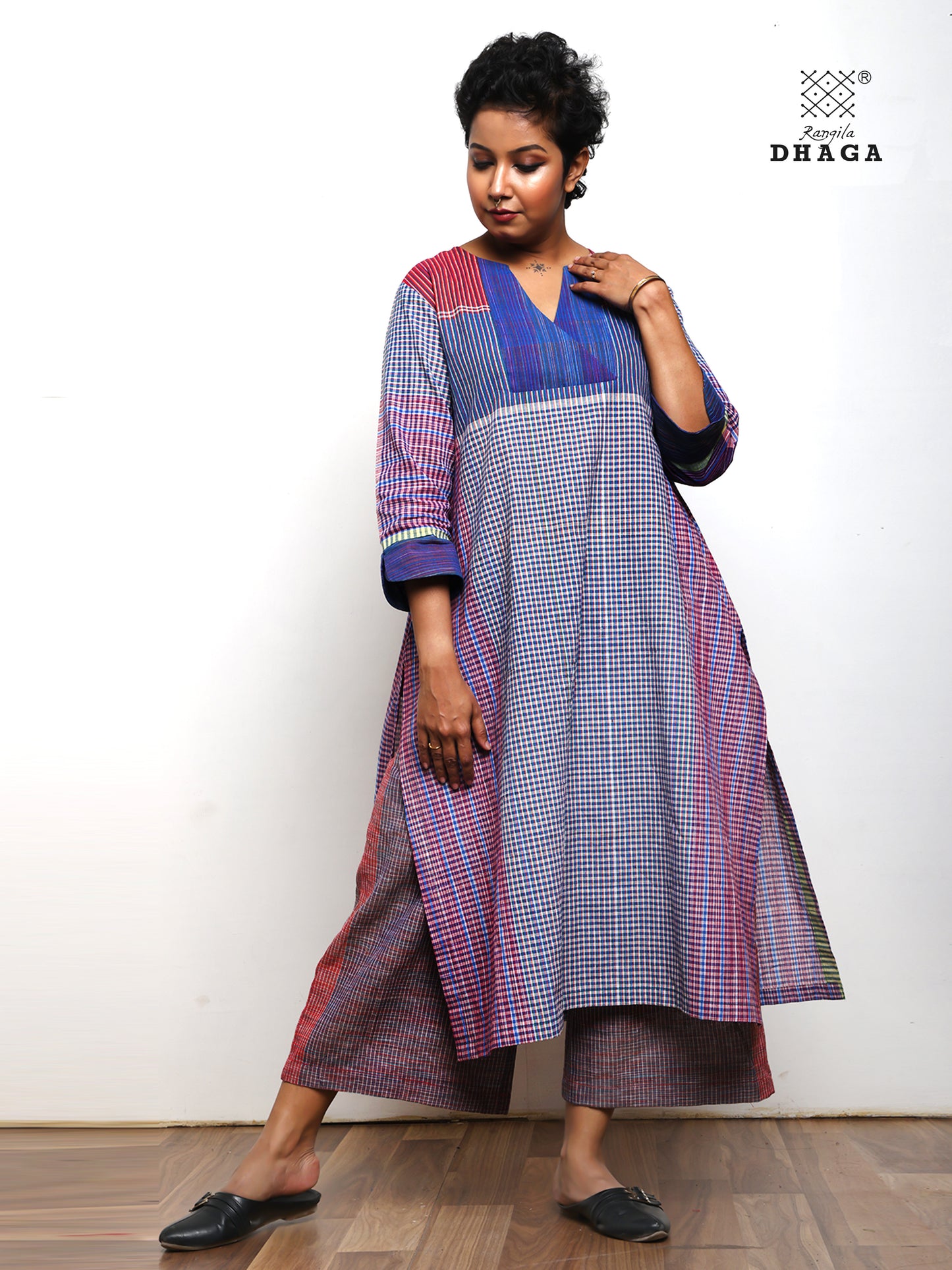 Handloom Cotton Gamcha Kurti with Pant Set- HWK001