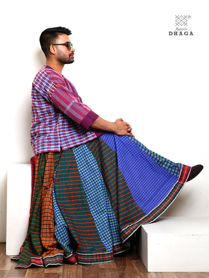 Rangila Dhaga Multi-Check Patchwork Skirt - GS001