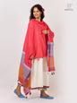 Handloom Gamcha Patchwork Mul Cotton Dupatta | RaniPink Artisan Dupatta with Tassels (2.5m) GD030