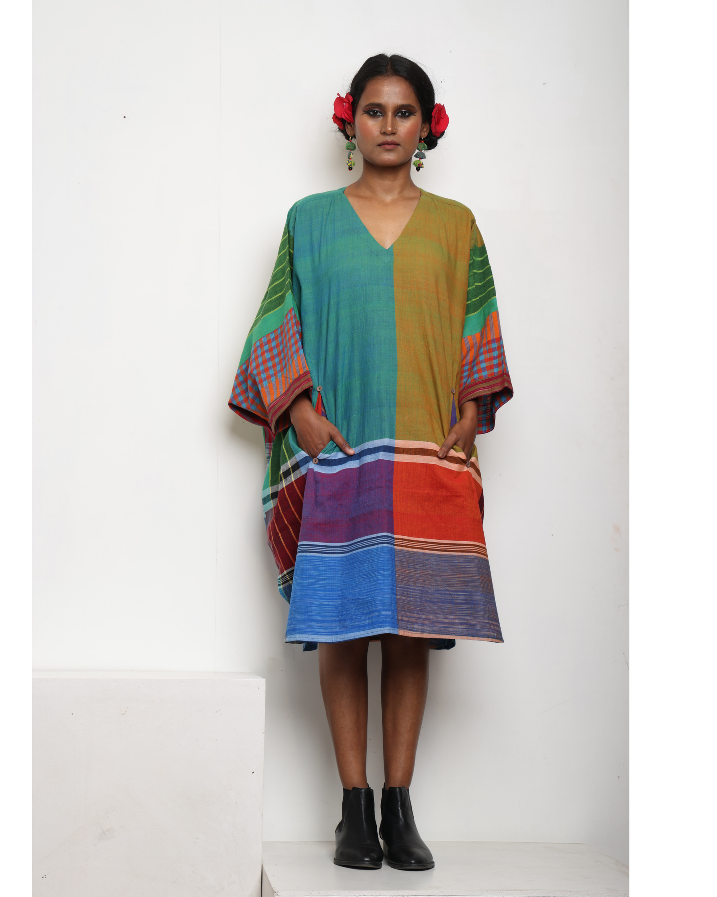 Free Size Handloom Gamcha Kaftan Dress BD01