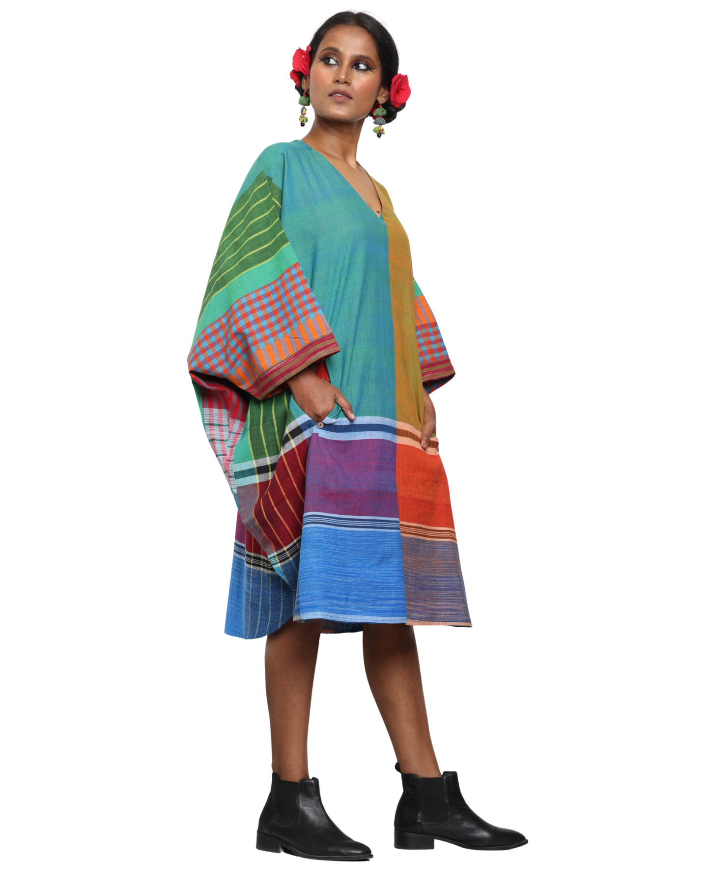 Free Size Handloom Gamcha Kaftan Dress BD01
