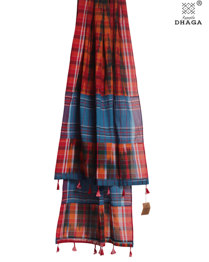 Rangila Dhaga Dual-Tone Patchwork Gamcha Dupatta with Tassels – Multicolor (2.5m)- GD003