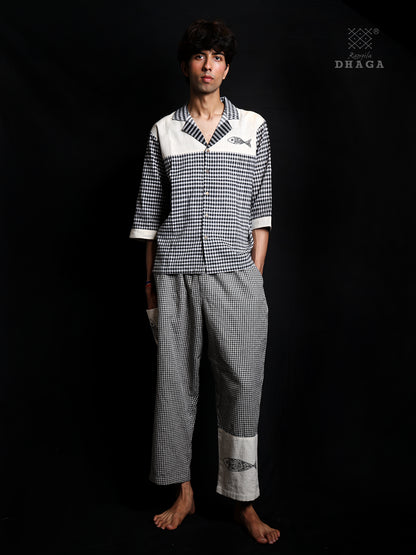 Men’s Handpainted Handloom Gamcha Cotton Shirt and Pant Set- Man20