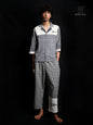 Men’s Handpainted Black & White Check Gamcha Cotton Pants- MAN21