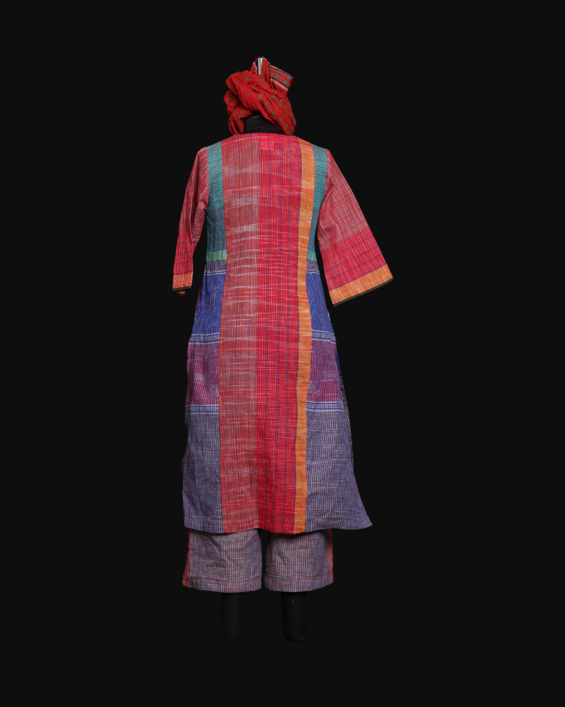 Handloom Cotton Patchwork Gamcha Kurti with Pant Set- GK020