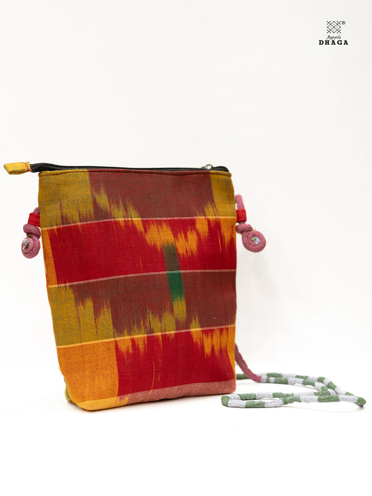 Sling Bag Gamcha Fashion Hand Embroided  Green  SL08