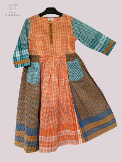 Dress Gamcha Fashion Handloom Cotton Fabric Yellow and Green Check D34