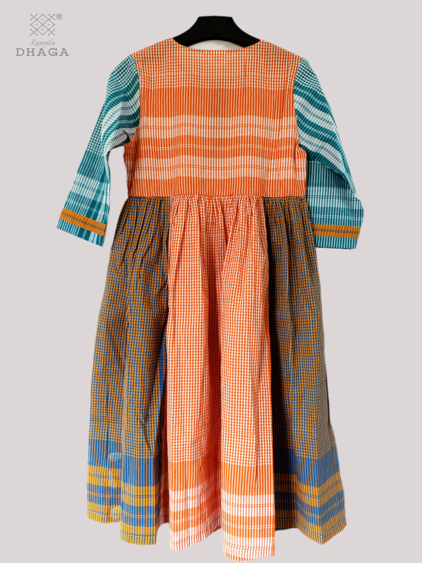 Dress Gamcha Fashion Handloom Cotton Fabric Yellow and Green Check D34