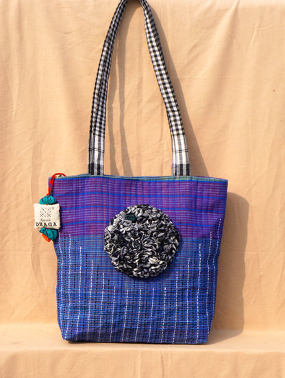 Handcrafted Coral Design Gamcha Tote Bag  Indigo Handloom Cotton – Rangila Dhaga    Bag25