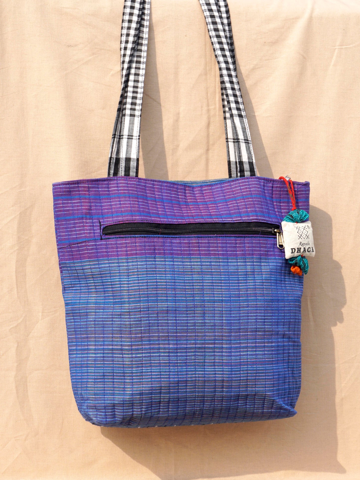 Handcrafted Coral Design Gamcha Tote Bag  Indigo Handloom Cotton – Rangila Dhaga    Bag25