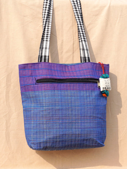 Handcrafted Coral Design Gamcha Tote Bag  Indigo Handloom Cotton – Rangila Dhaga    Bag25