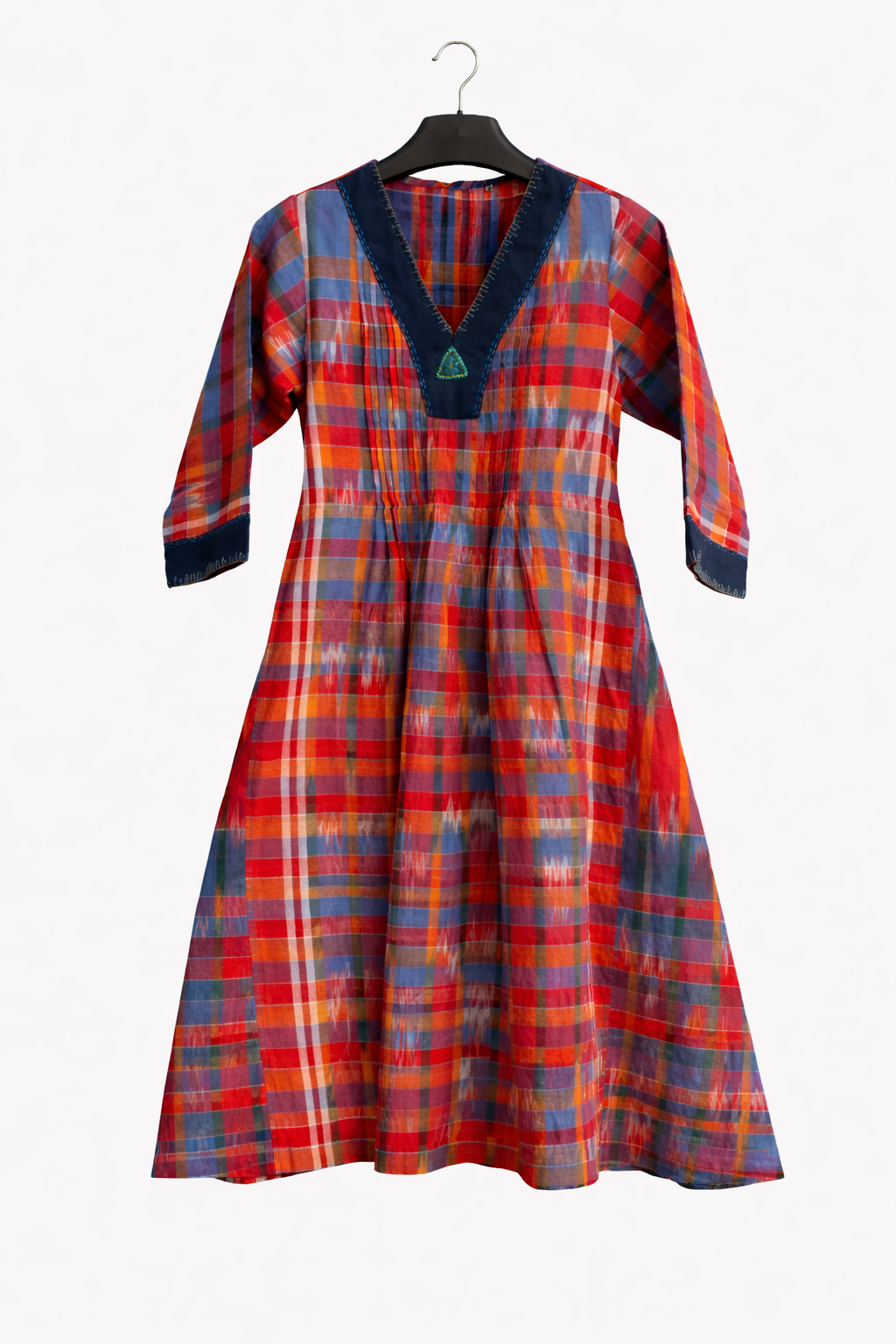 Handloom Kotki Gamcha  A-Line Kurta | Multicolor Cotton Dress D58