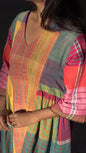 Atrangi Check Dress ( Orange-Green, Multicolor)