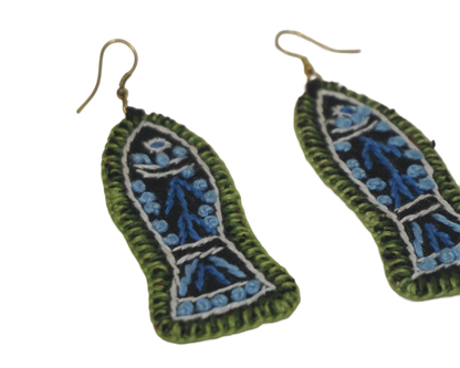 Handembroidered Fish Fabric Earings New- GE112