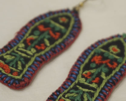 Hand embroidered Fish Fabric Earings new- GE009