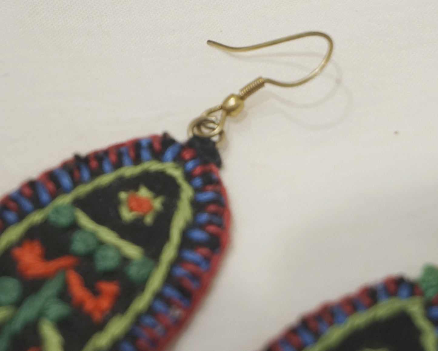 Hand embroidered Fish Fabric Earings new- GE009