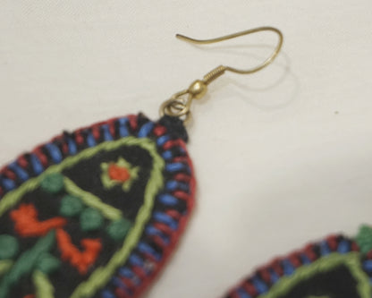 Hand embroidered Fish Fabric Earings new- GE009