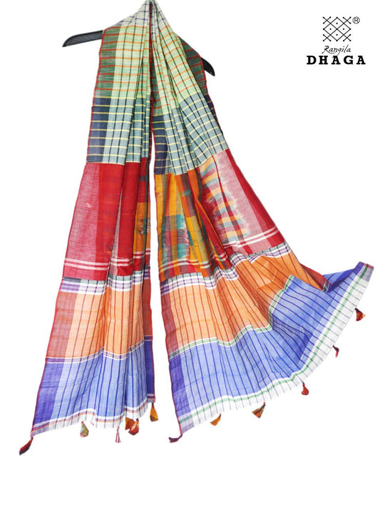 Patch work Gamcha Fashion Handloom Cotton Dupatta D15( Multicolor)