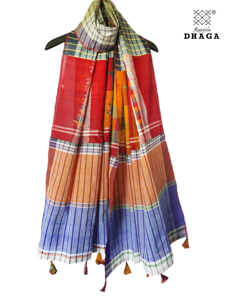 Patch work Gamcha Fashion Handloom Cotton Dupatta D15( Multicolor)