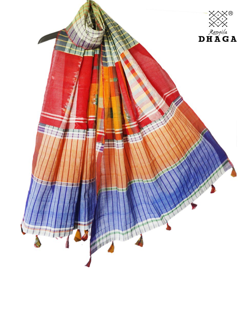 Patch work Gamcha Fashion Handloom Cotton Dupatta D15( Multicolor)