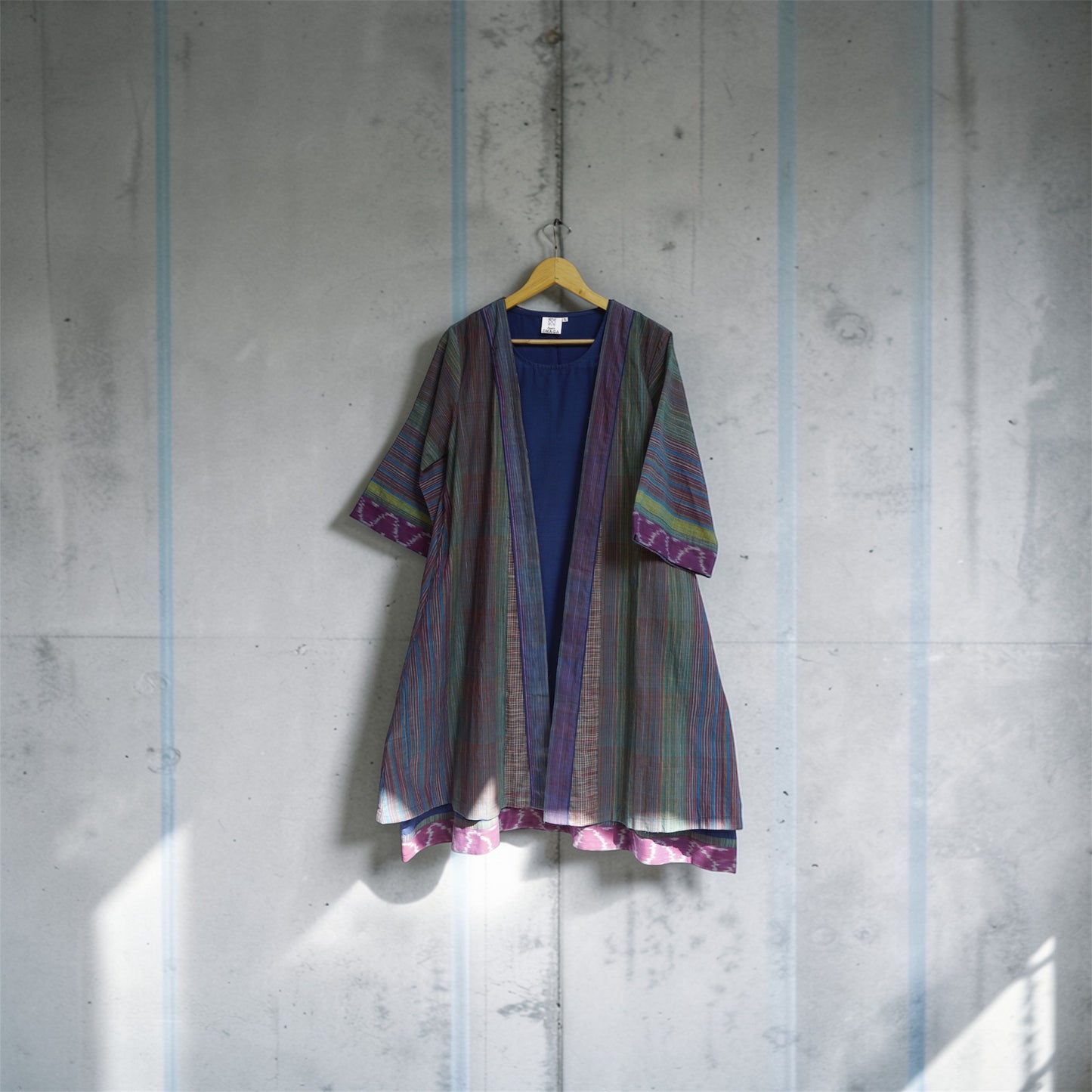 Long Shrug with Plain Blue Dress Set