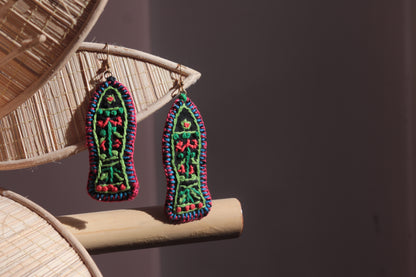 Hand embroidered Fish Fabric Earings new- GE009