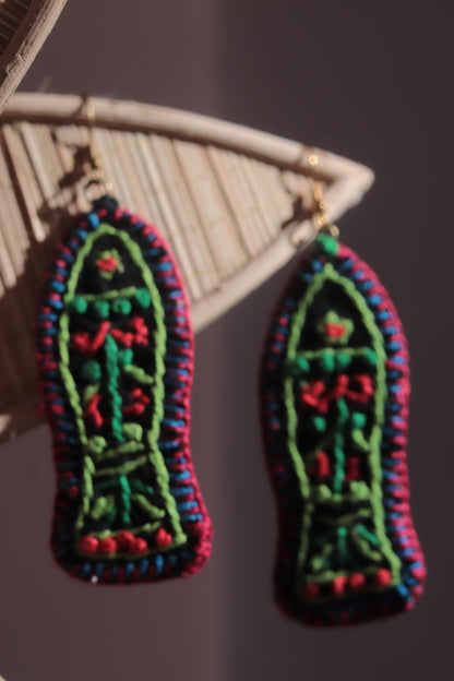 Hand embroidered Fish Fabric Earings new- GE009