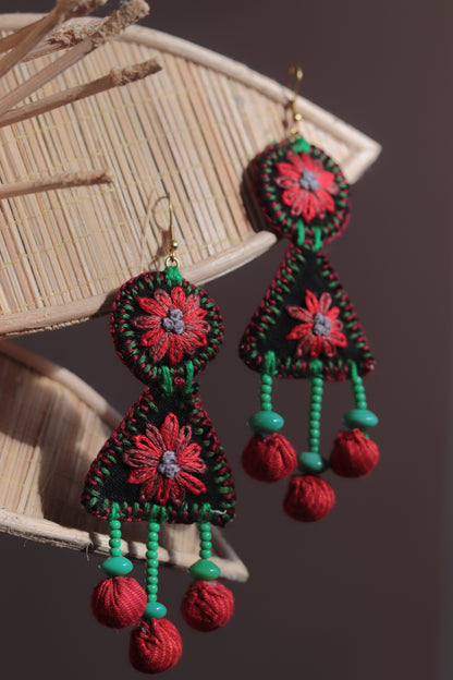 Handcrafted Gamcha Fabric Earings New- GE111